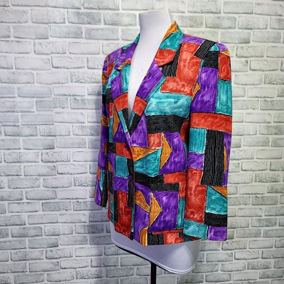 Vintage Multicolor Abstract Blazer - Picture 2 of 10